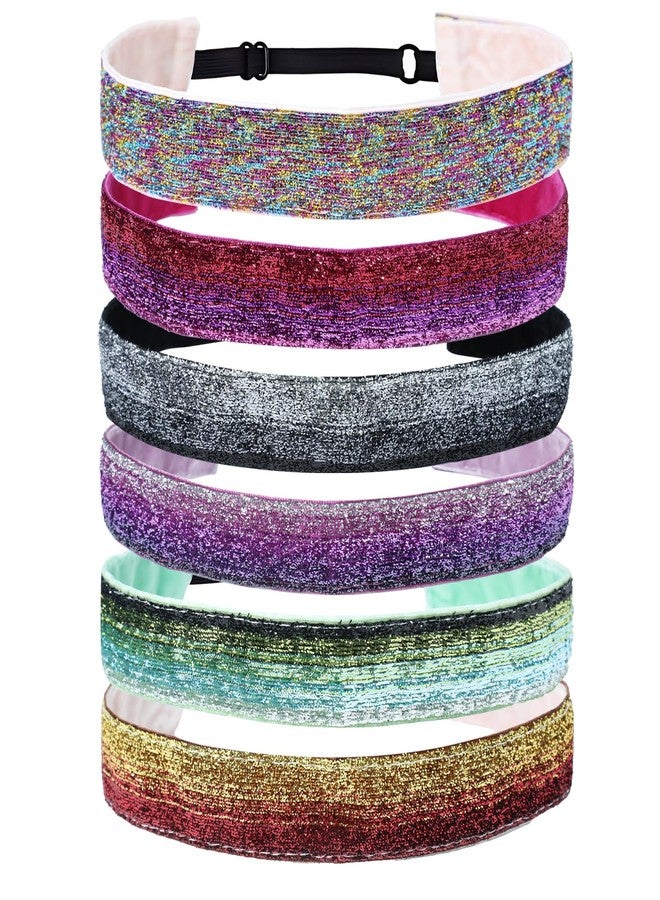 Gabrella 6 Pcs Glitter Headbands for Girls Hair, Adjustable Non-Slip Head Bands, Cute Elastic Sparkly Headband, Girl Hair Accessories, Stretchy Shiny Headbands Gifts - Image 1